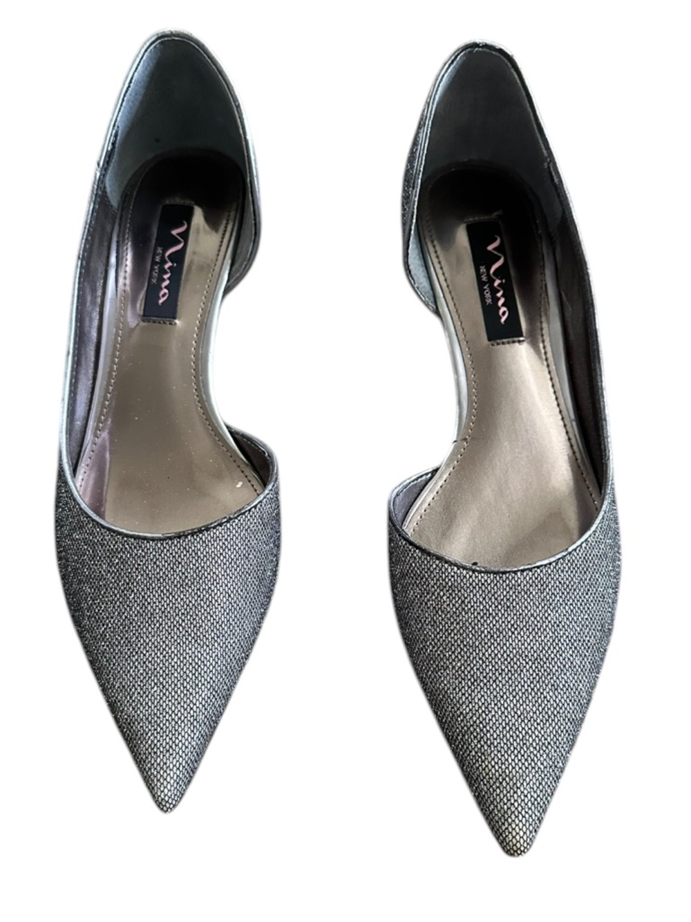 Nina Silver Pointed Toe kitten heels
